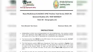 NM Prelims Test 10 | General Studies (P) Geography