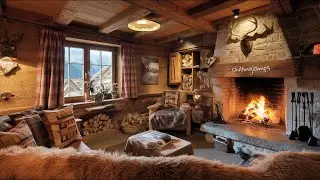 🏡 CHALET MONTAGNARD EN BOIS &ndash; CHALEUREUX ET APAISANT | Cr&eacute;pitement du feu, neige dehors | ASMR ❄️🌇🍂