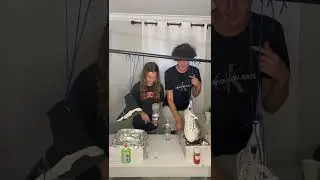 Challenged My Sister To A Bottle Flip Contest Winner Dunks $1,000 shoes! #shorts #youtubeshorts