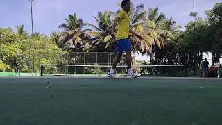 Bullet forehand winner by opponent plus return serve and volley.