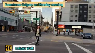 Downtown Calgary Cold evening walk on Monday, November  2021. #calgary