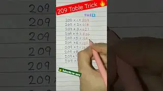 209 Table Trick | Easiest way to write table 209 #maths #mathstricks #tabletrick #numericals #shorts