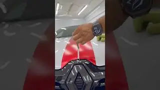 Custom Red Vinyl Stripes on Arcana Hood