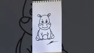 Hippopotamus 🦛 Drawing a Cute Hippos! The Most Dangerous Animal is Adorable 😍🦛 #art #painting #viral