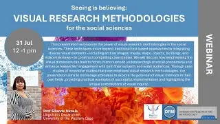 Seeing is Believing: Visual Research Methodologies in the Social Sciences