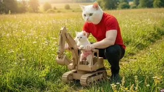 They Mocked Kitten's Cardboard Toy Dad Built a REAL Monster Excavator & Made Bullies Regret 😱😹💥