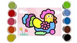 Colorful Rooster Sand Painting | How to Color a Rooster With Sand | Smart Rooster