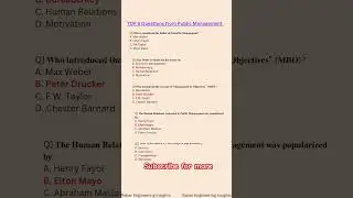 Top 5 MCQ Questions of Public Management #shorts #trending #ytshorts #viralshorts #mcq #mcqs #psc