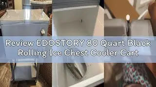 Review EDOSTORY 80 Quart Black Rolling Ice Chest Cooler Cart,Patio Backyard Party Drink Beverage Bar