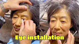 Install the eyeball of waxwork figures, keep staring and don't blink!#waxfigure