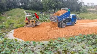 Beautiful Project Small Dozer Build Road And delete lake with dump truck mini5t