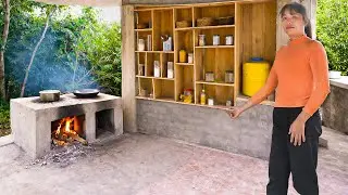 Wilderness Survival Skills: Talented Girl Builds Traditional Stove and Spice Rack by Hand