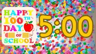 5-Minute Timer - No Music - 100th Day of School Timer - Five Minute Rainbow Timer