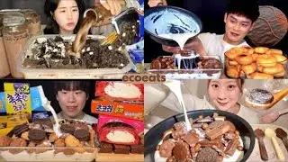 🤍 OREO CHOCOLATE DESSERT ASMR 🤍 | Crunchy Oreo, Ice Cream & Milk Mukbang 🍨🥛 (No Talking)