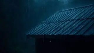 Dark Forest Night | Heavy Rain Echoing on the Roof 4K