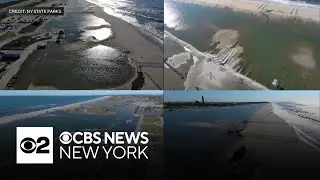 Long Island beaches flood from Hurricane Erin's power