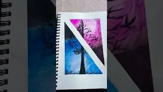 Easy Scenery Painting||Save Tree||#shorts #art #trending #viral #youtube