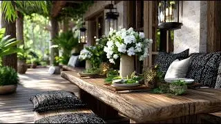 2025 Modern Rustic Farmhouse Patio with Sleek Outdoor Living and Timeless Rustic Log Furniture Charm
