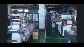 2 high speed flatbed label die cutting machines producing labels at customers factory 🏭 ￼
