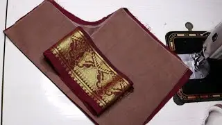 Easy border blouse back neck design cutting and stitching| kath saree blouse back neck design