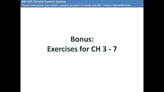 DSS Additional Exercises: CH 3 - 7 (ملاحظة في الوصف)