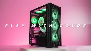 MUSETEX N88 ATX PC Case Pre-Install 6 ARGB Fans, Polygonal Mesh Computer Gaming Case