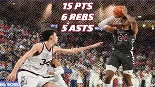 Jalen Williams vs Gonzaga 2.19.22 | 15 pts (4-12 FG, 1-1 3pt, 6-8 FT), 6 Reb, 5 Ast, 4 TO