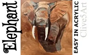 Charging Bull Elephant Colorful Elephant art, abstract acrylic painting