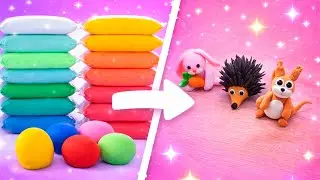 DIY Mini Bunny | Hedgehog | Squirrel from Colorful Clay | Step-by-Step Clay Art