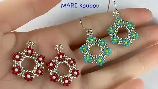 Маленькие серьги-венки с цветками