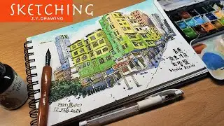 Drawing with a dip pen & Simple Watercolor on Watercolor paper