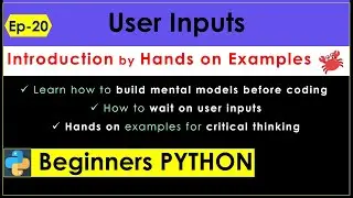 User Inputs - Epi 20 | Beginners Python | Learn Python | Introduction by Hands On Examples