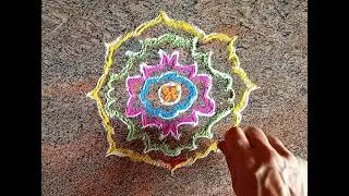 Dots' Rangoli.      Dots  --  4, 6, 6, 8 (4 lines), 6,6,4.