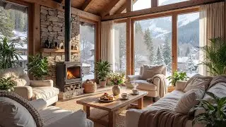 Relaxing Winter Cabin Ambience ❄️ ☃️ Soft Piano Music & Crackling Fireplace for Calm, Sleep ❄️