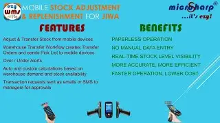 EzyWms Stock Adjust Transfer Scan Barcode in Warehouse for Jiwa Financials ERP by Microsharp Global