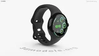 Google Pixel Watch 3 45mm Matte Black Aluminum Case / Obsidian Active Band 3D model by 3DModels.org