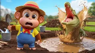 Monkey NaNa Digs a Fish Pond… But a Ferocious Crocodile Suddenly Emerges!