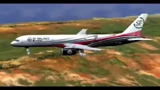 FSX Boeing 757 F SF Airlines Landing At Lanai Airport.
