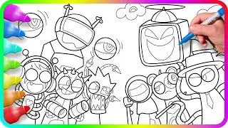 Coloring Pages Incredibox SPRUNKI - Robot Civil War / Satisfying Coloring SPRUNKI characters