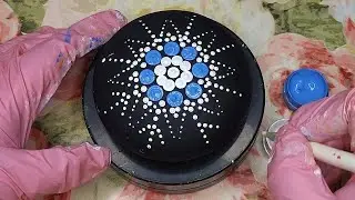 DIY How to Make a Mandala Snowflake Stone | Painted Dotting Art | Satisfying Painting Rocks