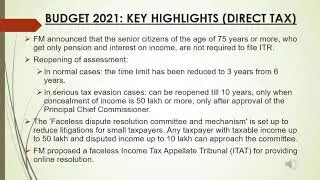 Budget 2021: Key Highlights (Direct Tax) #budget2021 #paperlessbudget #1stfeb2021