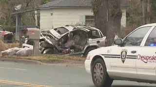 Man critically injured after crashing into tree on Canal Dr in Chesapeake