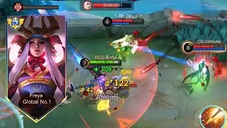 FREYA TOWER DIVE TO KILL ENEMIES??! ( SUPER AGGRESSIVE GAME ) FREYA BEST BUILD 2024 - MLBB