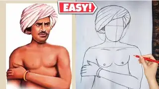 How to draw Birsa munda drawing | Tribal day drawing