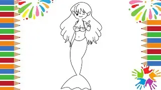 How To Draw Ariel The Little Mermaid | Drawing and Coloring a Cute Mermaid 🧜&zwj;♀️🌊🐚🌈 Drawings for Kids