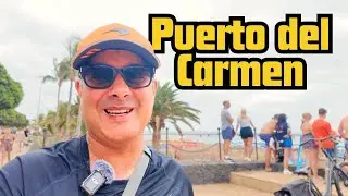Walking Puerto del Carmen Promenade Tour of Lanzarote's Beautiful Beach, Bars & Restaurants