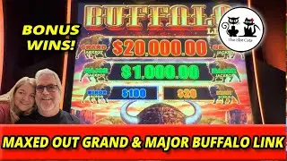 BUFFALO LINK SLOT! MAXED OUT MAJOR & GRAND CHASING! BACKUP SPIN BONUS! #theslotcats #bonus #slots