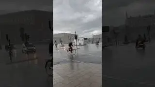 Storm and heavy rain in Stockholm today, but biker was strong 💪 #sweden #stockholm #rain