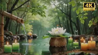 Mind Calming Bamboo Water Flow with Gentle Piano Harmony