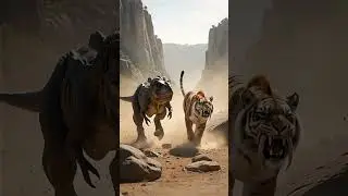 T-Rex vs Giant Saber-tooth Tiger: The Ancient Clash! 🦖🐯 #shorts